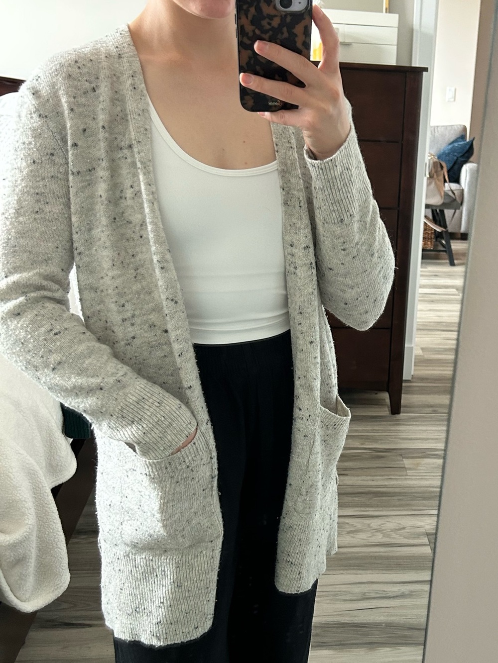 Women's Madewell "Donegal" Cozy Wrap Mid-Length Cardigan Sweater with R+L Pocket